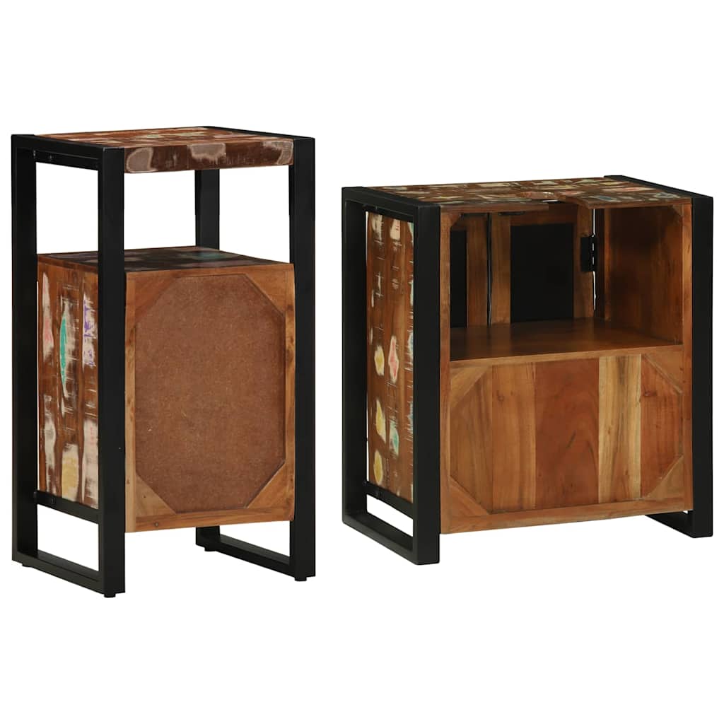 Bathroom Furniture Set 2 pcs Brown Solid reclaimed wood